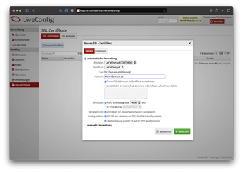 LiveConfig Endkunden Ansicht