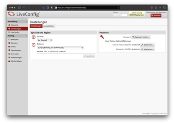 LiveConfig Endkunden Ansicht