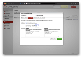 LiveConfig Endkunden Ansicht
