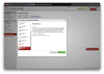 LiveConfig Endkunden Ansicht