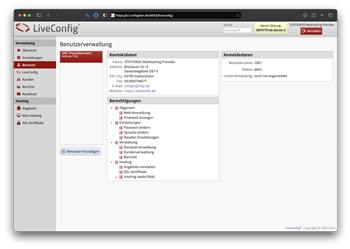 LiveConfig Reseller Ansicht