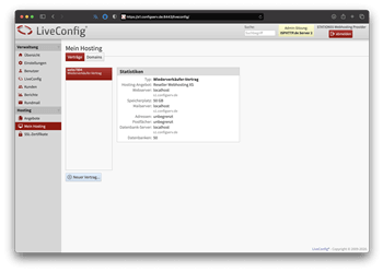 LiveConfig Reseller Ansicht